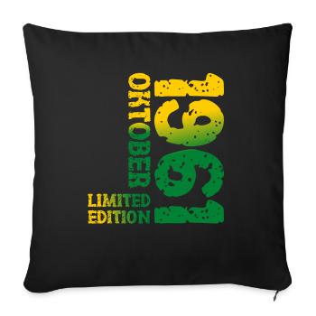 1961 Oktober Limited Edition 62. Geburtstag Deko - Sofakissenbezug 45 x 45 cm - Schwarz - Vorne