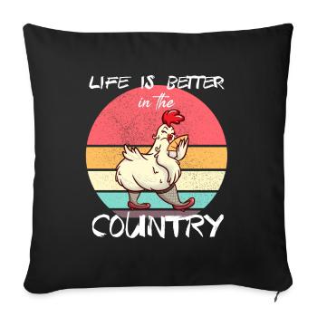 La vie est meilleure à la campagne - Housse de coussin décorative 45 x 45 cm - noir - Devant