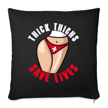 Thick Thigs Save Lives Funny Curvy Girl Gift - Housse de coussin décorative 45 x 45 cm - noir - Devant