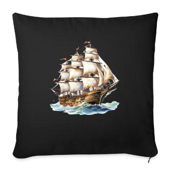 Segeln Segelschiff Segelboot für einen Segler, - Sofakissenbezug 45 x 45 cm - Schwarz - Vorne