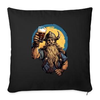 Beer And Valhalla Wikinger - Sofakissenbezug 45 x 45 cm - Schwarz - Vorne