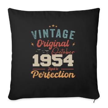October 1954 Birthday present 1954 October - Sofa pillowcase 17,3'' x 17,3'' (45 x 45 cm) - black - Front