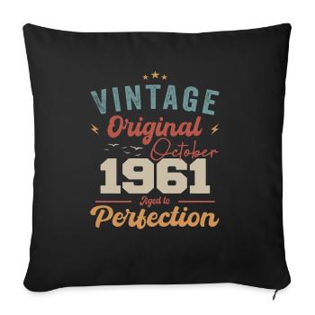October 1961 Birthday Present 1961 October - Sofa pillowcase 17,3'' x 17,3'' (45 x 45 cm) - black - Front