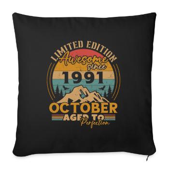 Original October 1991 vintage anniversary 1991 - Sofa pillowcase 17,3'' x 17,3'' (45 x 45 cm) - black - Front
