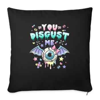 You Disgust Me Chibi Kawaii Anime Pastel Goth - Sofa pillowcase 17,3'' x 17,3'' (45 x 45 cm) - black - Front