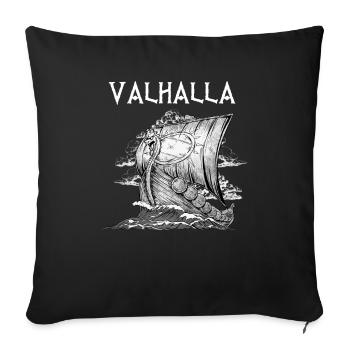 Valhalla I Wikinger Schiff I Nordische Mythologie - Sofakissenbezug 45 x 45 cm - Schwarz - Vorne