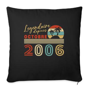 Original octobre 2006 vintage anniversaire 2006 - Housse de coussin décorative 45 x 45 cm - noir - Devant
