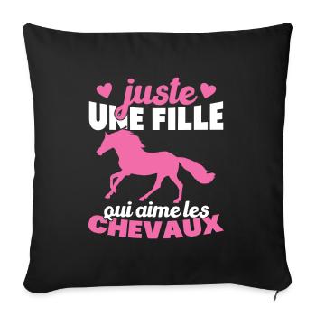 Juste une fille qui aime les chevaux humour - Housse de coussin décorative 45 x 45 cm - noir - Devant