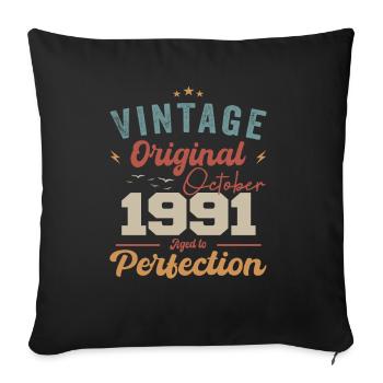 Octobre 1991 Cadeau d’anniversaire 1991 Octobre - Housse de coussin décorative 45 x 45 cm - noir - Devant