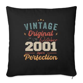 Octobre 2001 Cadeau d’anniversaire 2001 Octobre - Housse de coussin décorative 45 x 45 cm - noir - Devant