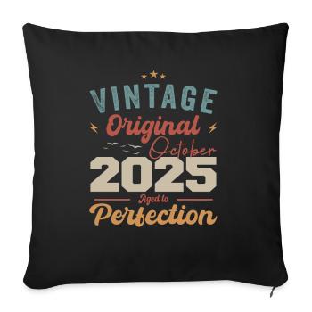 Oktober 2025 Geburtstagsgeschenk 2025 Oktober - Sofakissenbezug 45 x 45 cm - Schwarz - Vorne