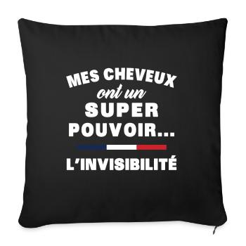 mes cheveux homme humour cheveux super pouvoir - Housse de coussin décorative 45 x 45 cm - noir - Devant