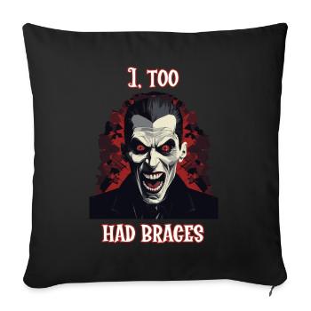 A vampire like person showing his perfect teeth - Sofa pillowcase 17,3'' x 17,3'' (45 x 45 cm) - black - Front