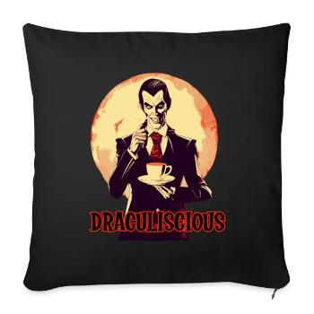 Un vampire buvant du café la nuit - Housse de coussin décorative 45 x 45 cm - noir - Devant