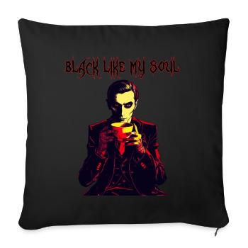 Un vampire effrayant buvant du café - Housse de coussin décorative 45 x 45 cm - noir - Devant