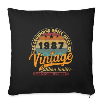 1987 Vintage Nées En 1987 Cadeau D'anniversaire - Housse de coussin décorative 45 x 45 cm - noir - Devant