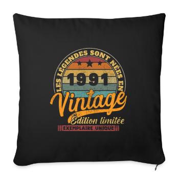 1991 Vintage Born In 1991 Birthday Gift - Sofa pillowcase 17,3'' x 17,3'' (45 x 45 cm) - black - Front
