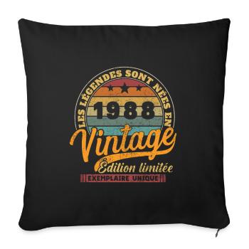 Vintage Nées En 1988 Cadeau D'anniversaire - Housse de coussin décorative 45 x 45 cm - noir - Devant