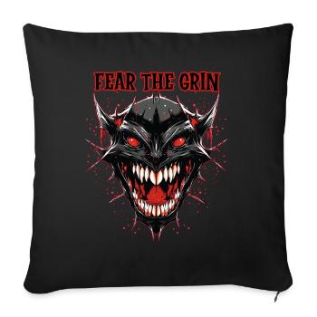Tête de démon, Fear the Grin - Housse de coussin décorative 45 x 45 cm - noir - Devant