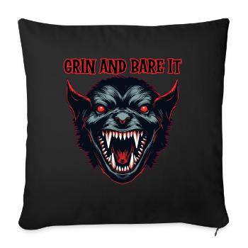 Demon head, Grin and bare it. - Sofa pillowcase 17,3'' x 17,3'' (45 x 45 cm) - black - Front