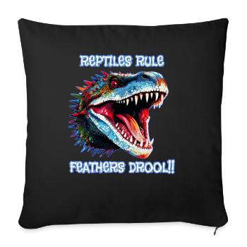 Tête de reptile, Règle des reptiles, Bave de plumes - Housse de coussin décorative 45 x 45 cm - noir - Devant