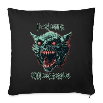 Dämonen-Ghul-Bierbrille - Sofakissenbezug 45 x 45 cm - Schwarz - Vorne