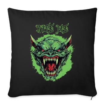 Dämonen-Ork-Kopf, Beiß mich - Sofakissenbezug 45 x 45 cm - Schwarz - Vorne