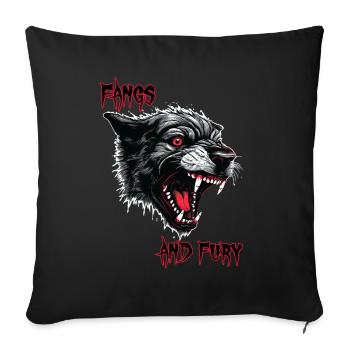 Demon Black Cat, Fangs and Fury - Sofa pillowcase 17,3'' x 17,3'' (45 x 45 cm) - black - Front