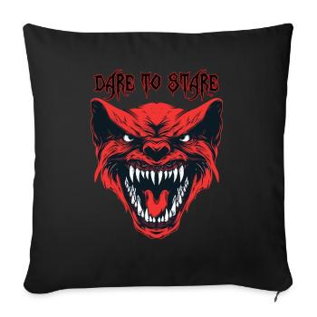 Red Demon Head, Dare to Stare - Sofa pillowcase 17,3'' x 17,3'' (45 x 45 cm) - black - Front