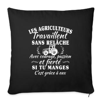 Les agriculteurs travaillent sans relâche - cadeau - Housse de coussin décorative 45 x 45 cm - noir - Devant