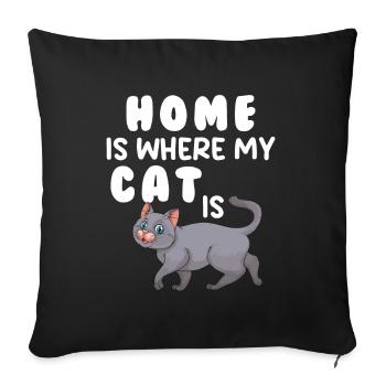 La maison, c’est là où se trouve mon chat - Housse de coussin décorative 45 x 45 cm - noir - Devant