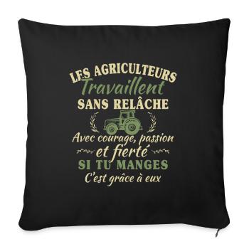 Les agriculteurs travaillent sans relâche - cadeau - Housse de coussin décorative 45 x 45 cm - noir - Devant
