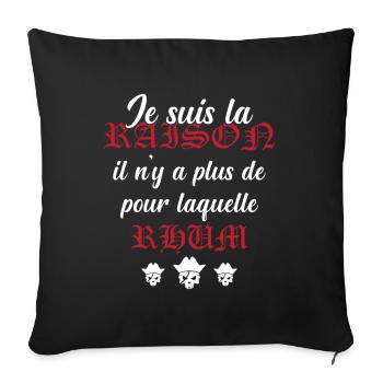 Cadeau Humour Pirates Rhum - Housse de coussin décorative 45 x 45 cm - noir - Devant