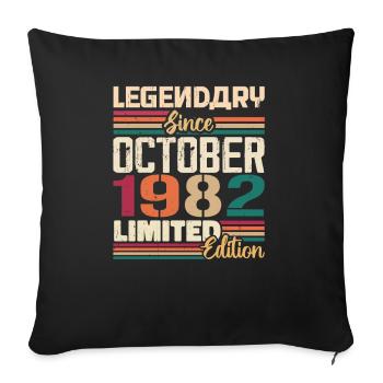 Octobre 1982 Millésime - Cadeau d’anniversaire 1982 - Housse de coussin décorative 45 x 45 cm - noir - Devant