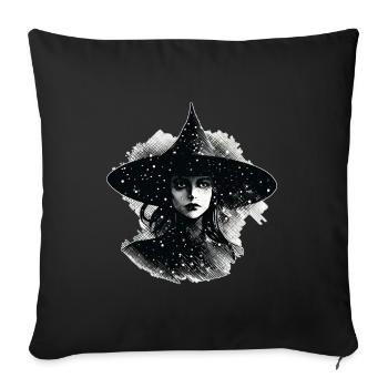 Witch's head in black and white, Halloween - Sofa pillowcase 17,3'' x 17,3'' (45 x 45 cm) - black - Front
