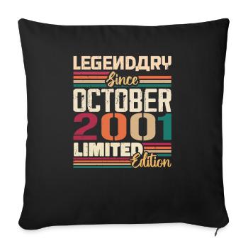 Octobre 2001 Millésime - Cadeau d’anniversaire 2001 - Housse de coussin décorative 45 x 45 cm - noir - Devant