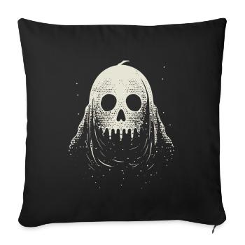 Tête de fantôme avec un visage de citrouille - Housse de coussin décorative 45 x 45 cm - noir - Devant