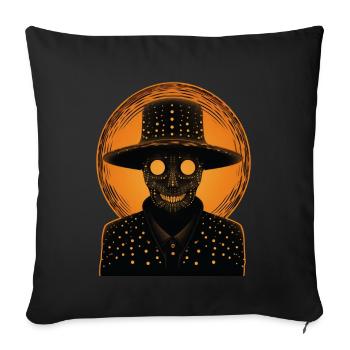 An orange skeleton wearing a hat - Sofa pillowcase 17,3'' x 17,3'' (45 x 45 cm) - black - Front