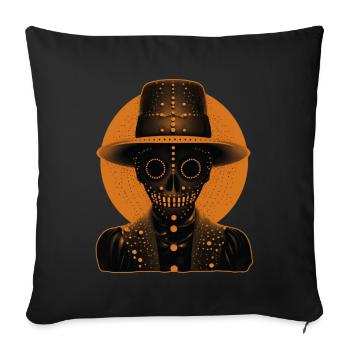 A Skeleton like head wearing a hat - Sofa pillowcase 17,3'' x 17,3'' (45 x 45 cm) - black - Front