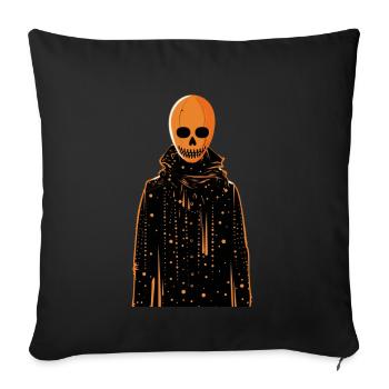 Un squelette orange portant un manteau - Housse de coussin décorative 45 x 45 cm - noir - Devant