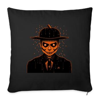 Skelettmann mit Hut und Mantel, Halloween - Sofakissenbezug 45 x 45 cm - Schwarz - Vorne
