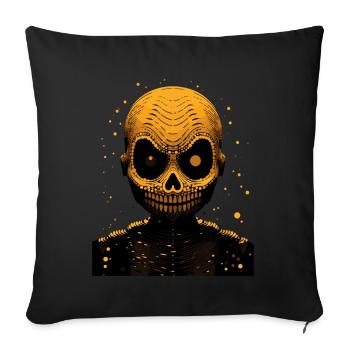 CReepy Tête de squelette jaune - Housse de coussin décorative 45 x 45 cm - noir - Devant