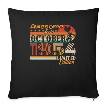 1954 October Vintage - October 1954 - Sofa pillowcase 17,3'' x 17,3'' (45 x 45 cm) - black - Front