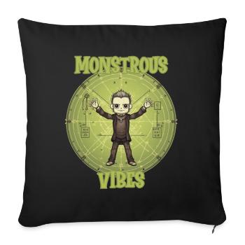 Vibrations monstrueuses, monstre Franken - Housse de coussin décorative 45 x 45 cm - noir - Devant