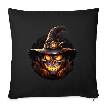 Scary black pumpkin witch - Sofa pillowcase 17,3'' x 17,3'' (45 x 45 cm) - black - Front
