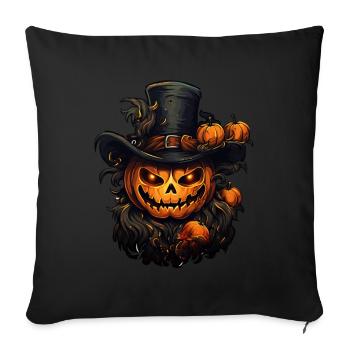 Scary Pumpkin Witch wearing tophat - Sofa pillowcase 17,3'' x 17,3'' (45 x 45 cm) - black - Front