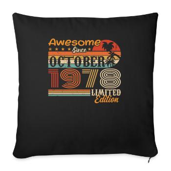 1978 October Vintage - October 1978 - Sofa pillowcase 17,3'' x 17,3'' (45 x 45 cm) - black - Front