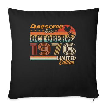1976 Oktober Vintage - Oktober 1976 - Sofakissenbezug 45 x 45 cm - Schwarz - Vorne