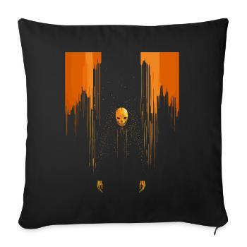 Effrayant homme de crâne orange portant une cape - Housse de coussin décorative 45 x 45 cm - noir - Devant