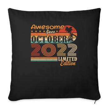 Millésime d’octobre 2022 - Octobre 2022 - Housse de coussin décorative 45 x 45 cm - noir - Devant